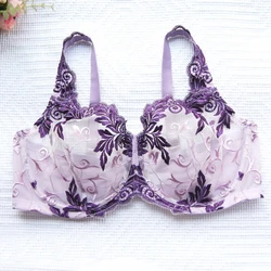 Women's Minimizer Bras Full Coverage Underwire Lace Floral Embroidery Unlined Lingerie For Female Bralette 38 40 C D DD DDD F G