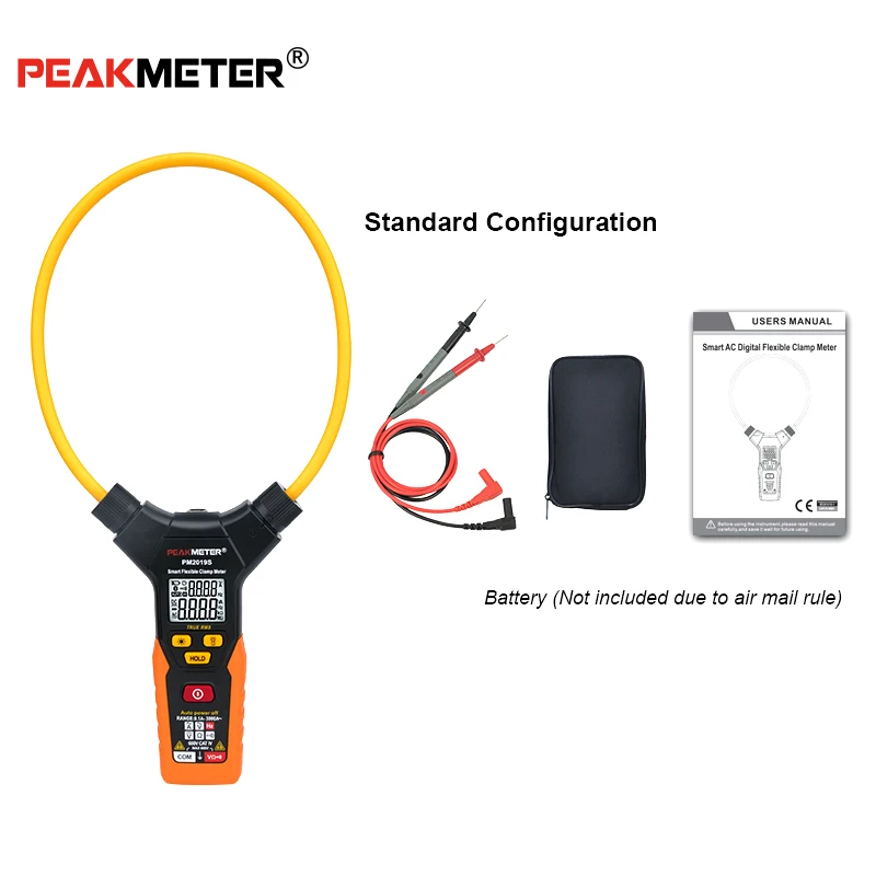 PEAKMETER PM2019S True RMS Smart AC 3000A Digital Flexible Clamp Meter Multimeter Handheld Voltage Current Resistance Frequency