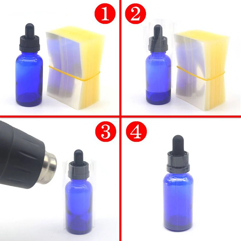 Filme de envoltório termo retrátil de 200 m para garrafa de vidro pvc com 10ml 15ml 30ml 50ml manta retrátil selo