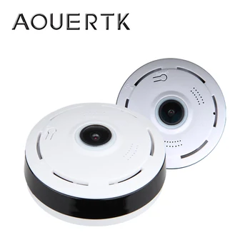 AOUERTK Panoramic Camera 1080P Two-way Audio SD Card Slot WiFi 360 Degree Full View WIFI Video IP Camera Mini CCTV VR Camera