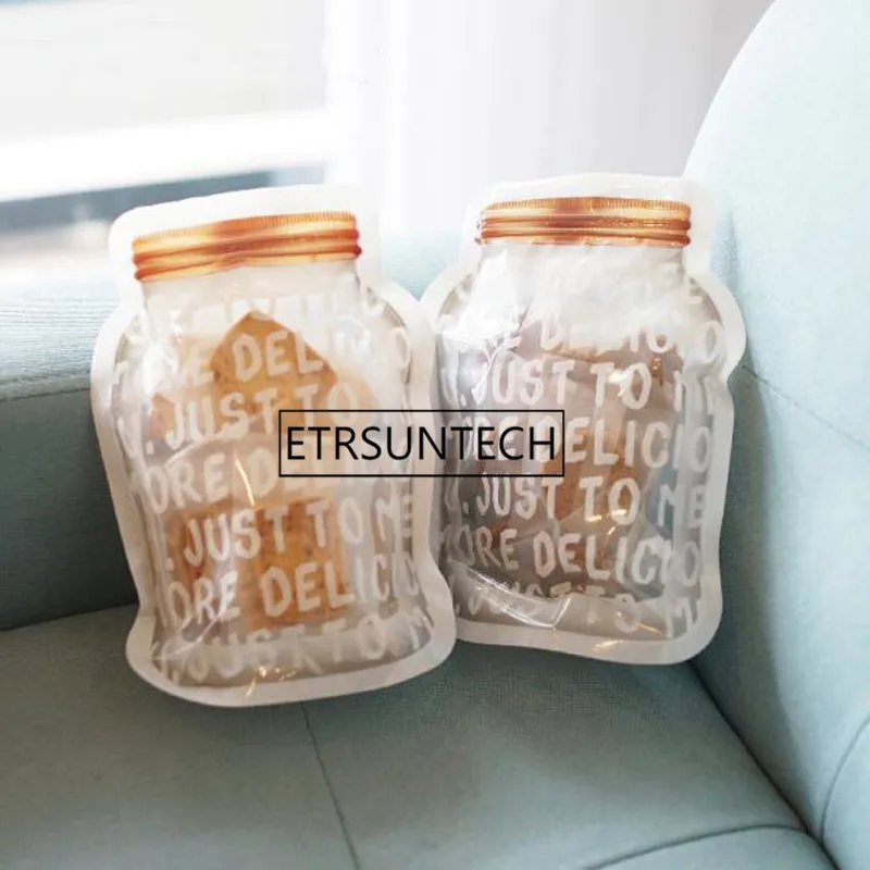 Clear English Letter Jar Shape Stand- Up Bags Cute Bottle Sweets Biscuit Gift Wrapper Pouch