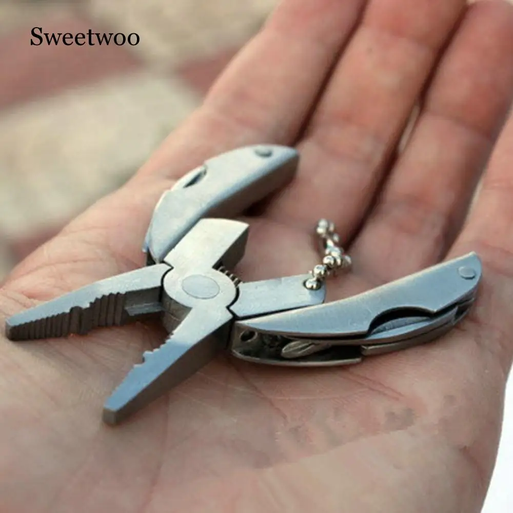 Camping Outdoor EDC Tools Travel Kits,Portable Multifunction Folding Plier,Stainless Steel Foldaway Knife Keychain Screwdriver