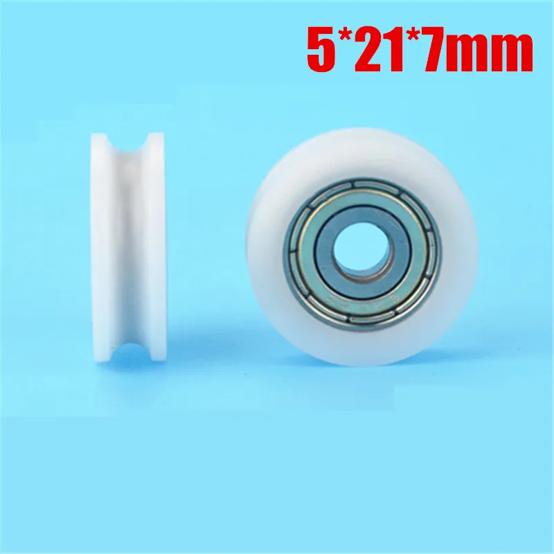 1pcs 5*21*7mm U grooved wheel, nylon sheave pulley, bearing wheel for sliding door window, factory shop