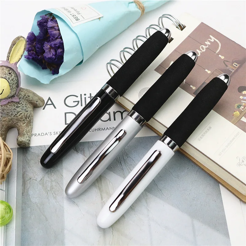 Mini metal pen 0.7mm black ballpoint pen surface sponge material portable notebook pens