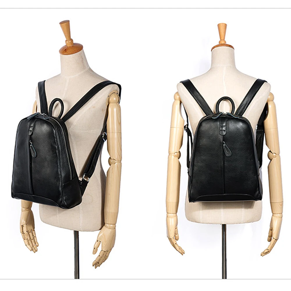 Zency Damen-Rucksack aus 100% Echtleder, Modischer Bronze-Rucksack mit Großer Kapazität und Vielen Taschen, Einfacher Tagesrucksack für die Arbeit – Detail 28