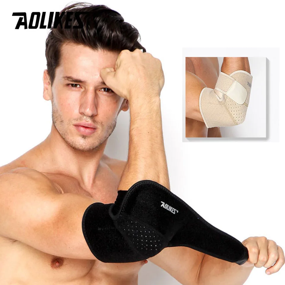 AOLIKES 1PCS Adjustable Breathable Elbow Support Pads Coderas Arm Protective Gear Sports Safety For Badminton Gym Tennis