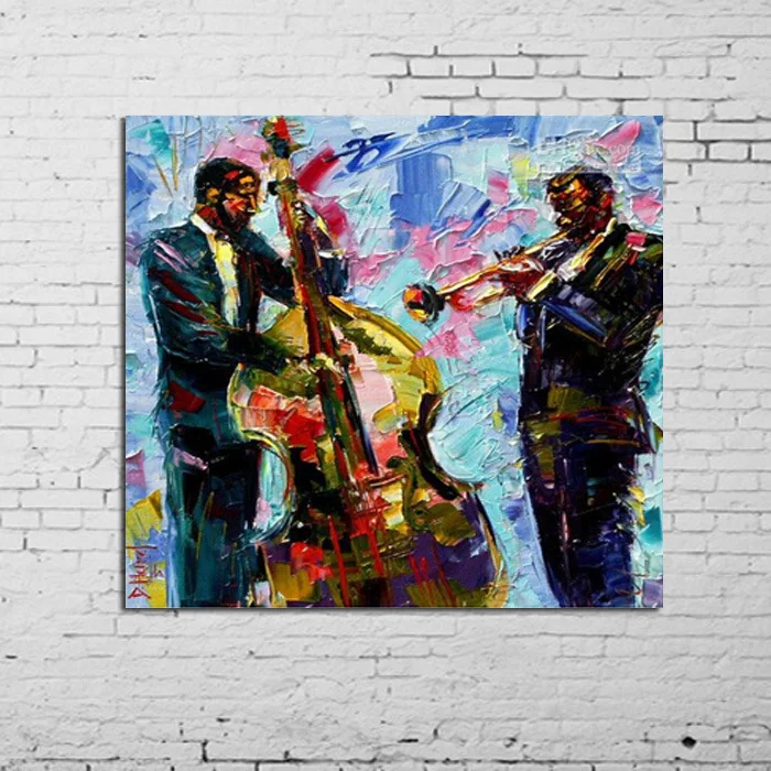 100% Jazz Modern Handpainted Oil Panting Contemporary Original Abstract Art Canvas American Art JAZZ