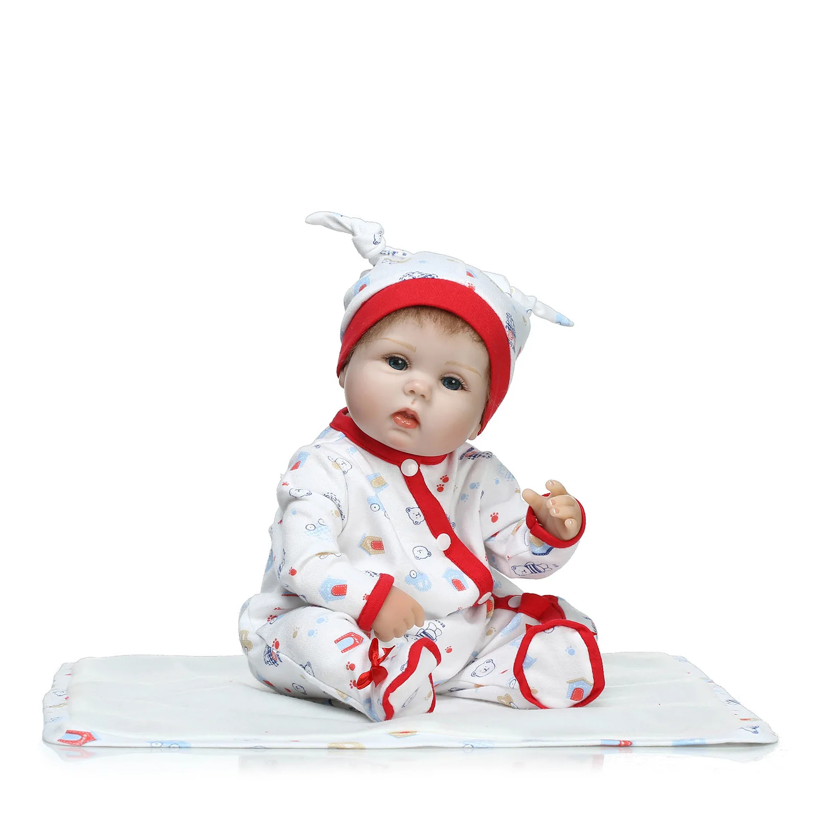 

40cm Soft Silicone Vinyl Dolls Reborn Baby Handmade Cloth Body Lifelike Babies play house toy Children's birthday presents