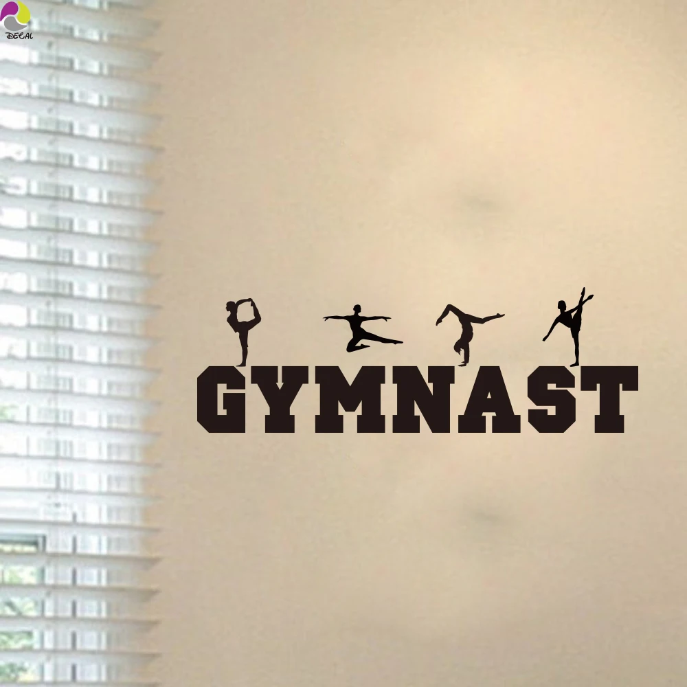 Gymnast Wall Sticker Gym Fitness Workout Club Yoga Athlete Dancer Wall Decal Vinyl Decor Easy Wall Window Art Mural Removable