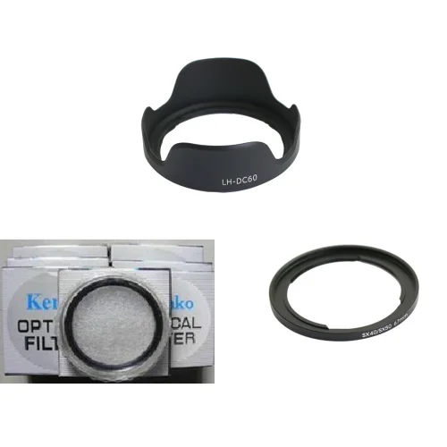 3 in 1 67mm Metal Lens adapter + UV + LH-DC60 Lens hood For Canon SX20 SX30 SX40 HS FA-DC67A