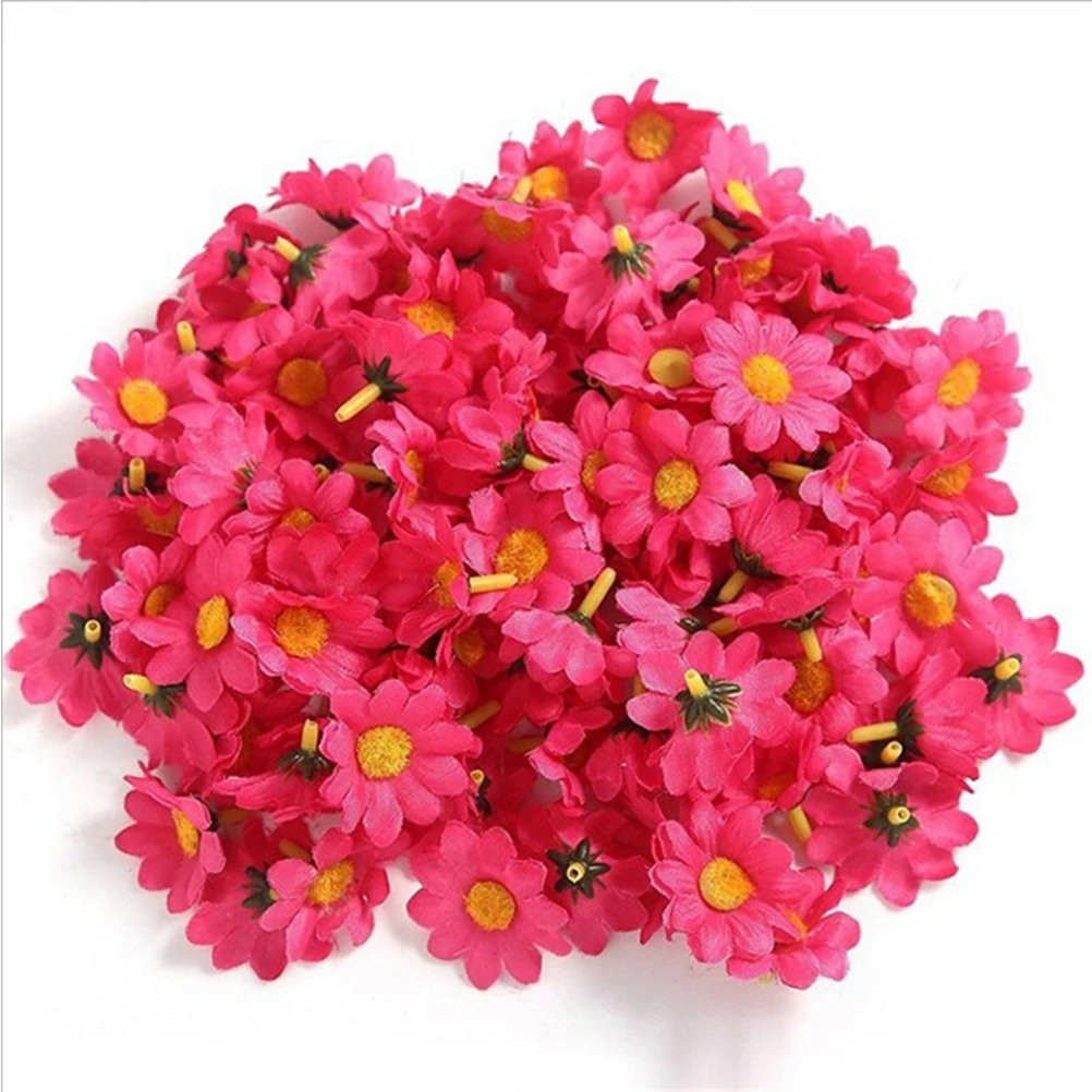 100pcs Handmade Artificial Sunflower DIY Wreath Mini Flower Head For Wedding Decoration Fake Flower