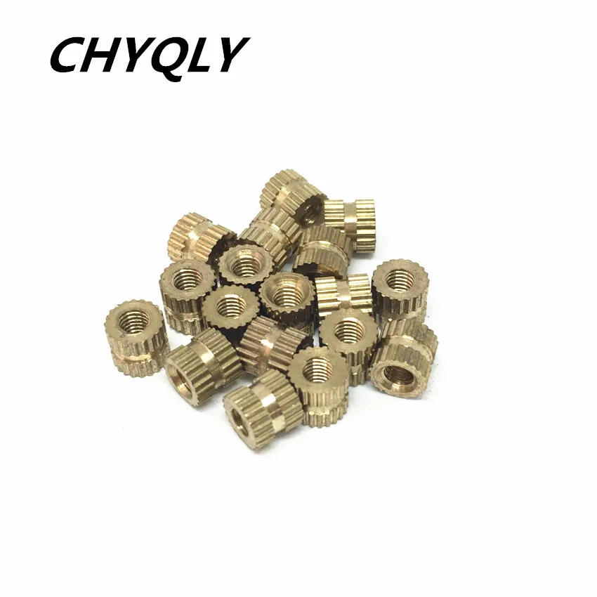 50 stücke M3 Messing Rändel Muttern Einsatz Muttern Kupfer Durch-loch Mutter Für Spritzguss Einfügen Runde Form Embedded muttern