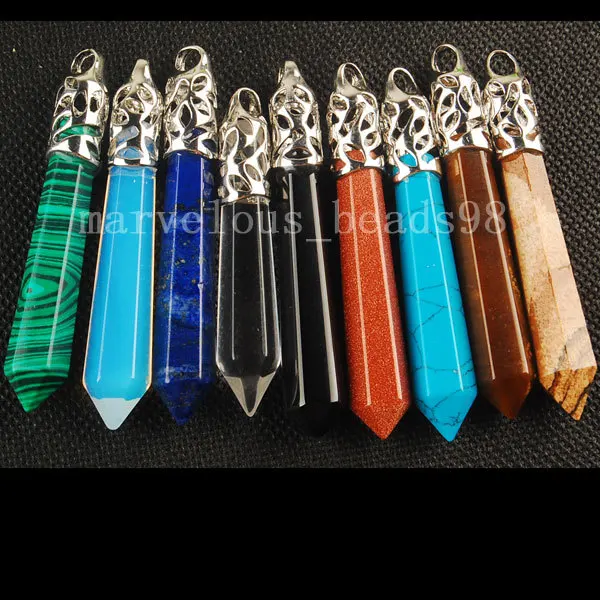 Lapis Malachite Opal Crystal Sand Stone howlite Jaspe Crystal Pendant  9Pcs MC3020