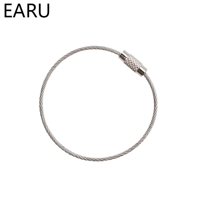 10Pcs EDC Keychain Tag Rope Stainless Steel Wire Cable Loop Screw Lock Gadget Ring Key Keyring Circle Camp Hanging Tool Hot Sale