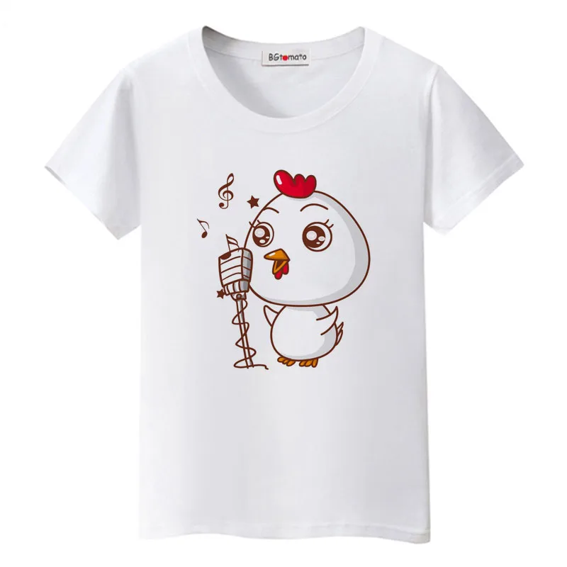 

BGtomato New style T-shirts lovely chick singing Shirt cute cartoon tops tees for girls