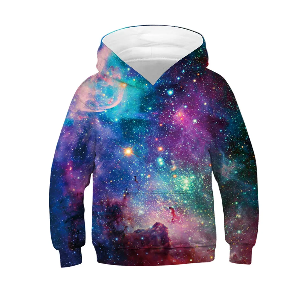 Children Star Space Galaxy Hoodies Hooded Boy Girl Hat 3d Sweatshirts Print Colorful Nebula Kids Fashion Pullovers Clothes Tops