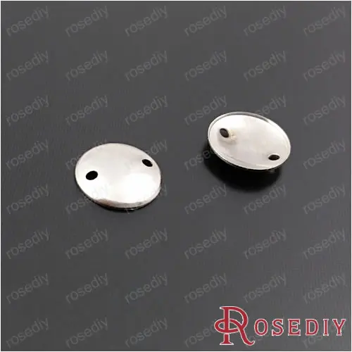 

Wholesale 8mm Imitation Rhodium Round with 2 Hoes Copper Flake Diy Jewelry Findings Accessories 100 pieces(JM6815)