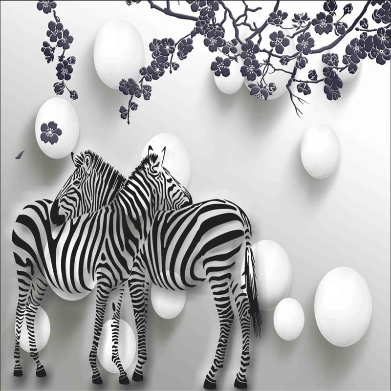 beibehang Custom Photo Wallpaper Mural Wall Sticker Pure Hand Plush Zebra 3D Backdrop Wall papel de parede 3d para sala atacado