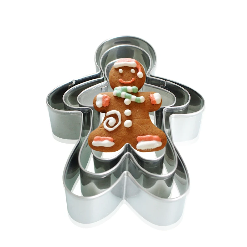 stainless steel Gingerbread Man  Cookie Cutter Metal 3 Pcs/set Boy Suit cake Mold   Rice Molded