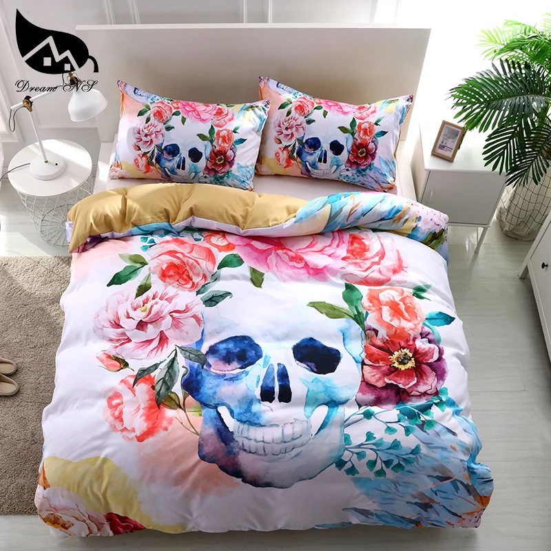 Dream NS Bedding Set Colorful Duvet Cover 3D Creative Skull Digital printing Duvet Cover Pillowcase EU AU US Size