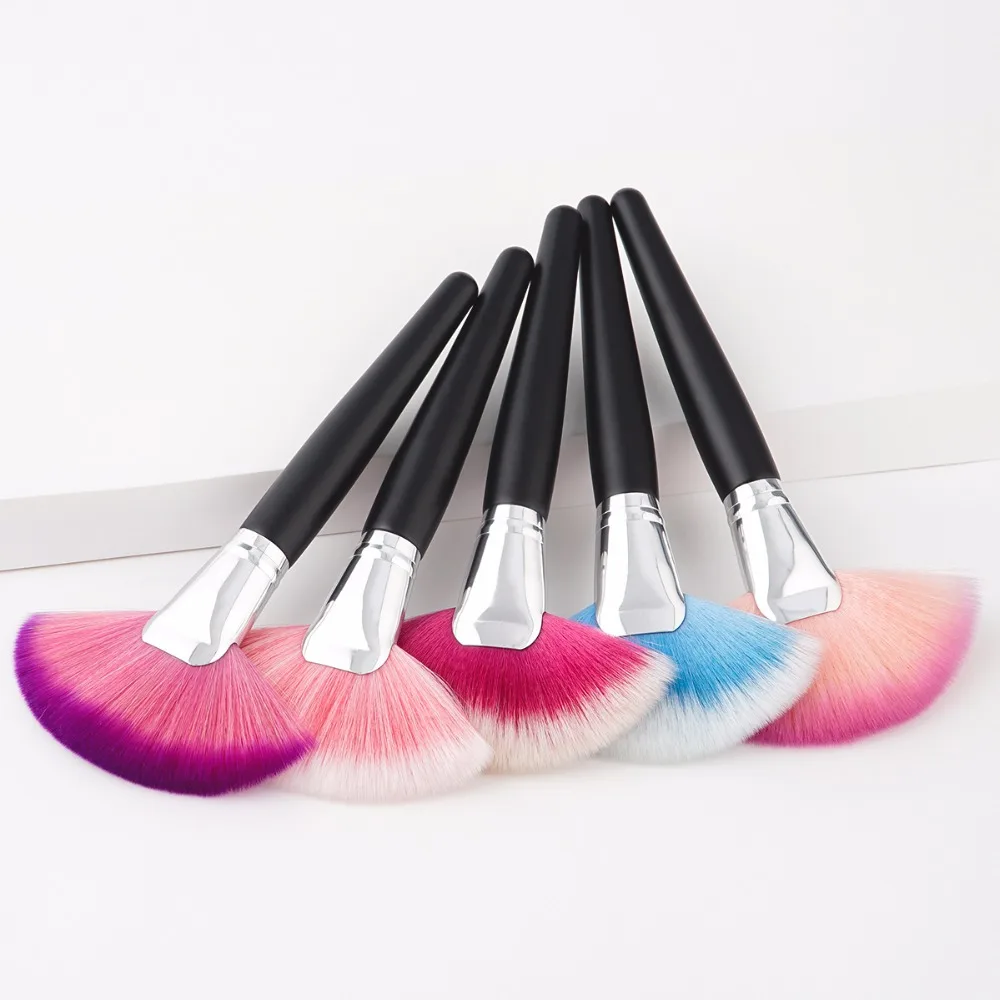 1pcs multilayer color soft makeup brushes big fan shape blush brush women powder foundation cosmetics tool 5 colors