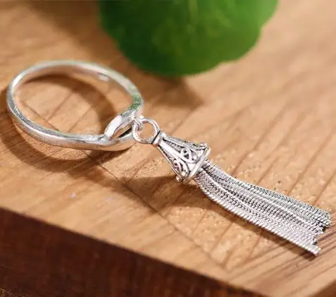 Hot Fashion Royal Barque Long Chain Vintage Silver Tassel Tail Ring for Women Accessories