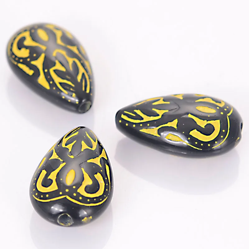 Miasol 50 Pcs Retro Vintage Inspired Acrylic Teardrop Waterdrop Antique Design Spacers Beads For DIY Jewelry Making Accessories