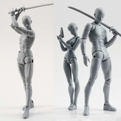 Movable Joint Action Figure Model Toy, Artista Art Painting, Figura Anime, SHF Sketch, Esboço Masculino e Feminino, Manequim Articulação, 14cm