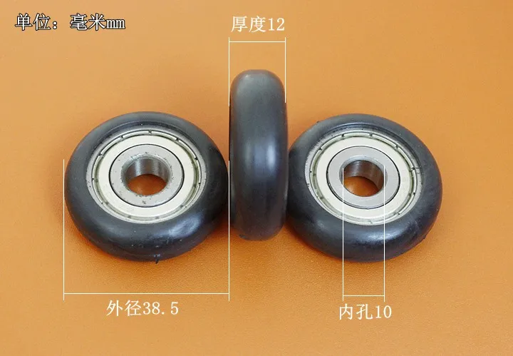 

high quality polyurethane PU coated ball bearings 6200zz embedded bearing Total Diamater: 10*38.5*12mm