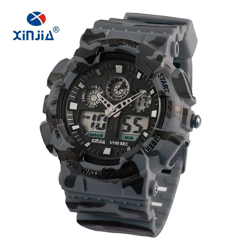 XINJIA Brand Style Japan Movement Military Shock Resistant Digital Watches Army Camouflage Sports LCD Men Outdoor Waterproof