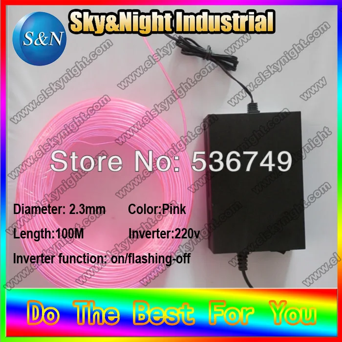 

Neon light EL wire flexible light colorful light ((2.3mm-100M-Pink+ 220v Inverter)) With free shipping