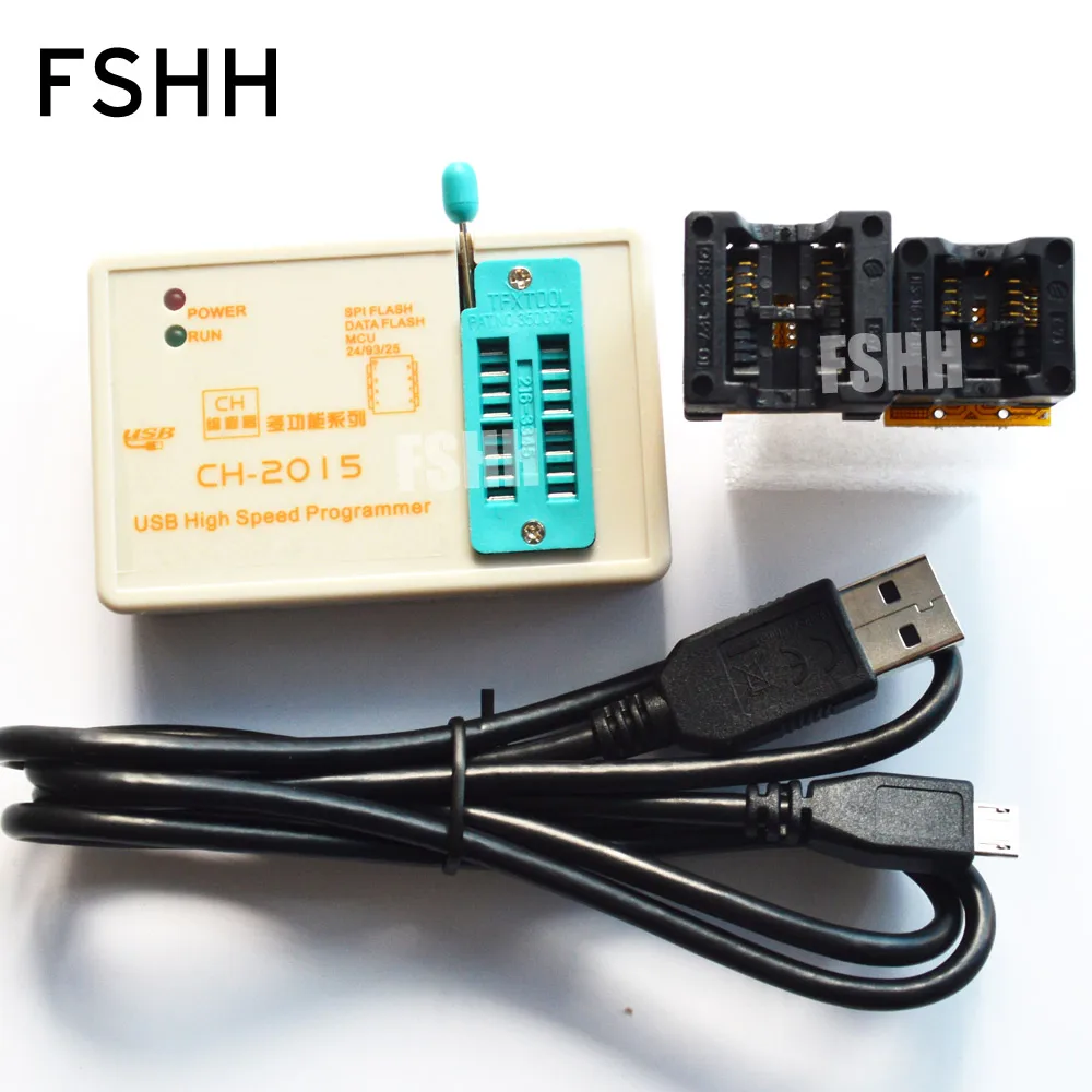 FREE SHIPPING!CH201 programmer+150mil SOP8 socket+208mil SOP8 socket high-speed USB SPI Programmer 24 25 93 EEPROM 25 flash bios