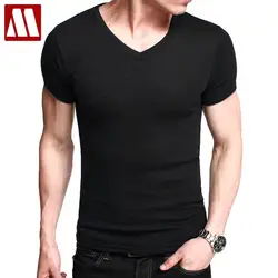 2024 Summer Male Casual T-shirt Cotton Tees Classic T Shirts for Man Short Sleeve Tshirt Men Big Size Solid Black White Color