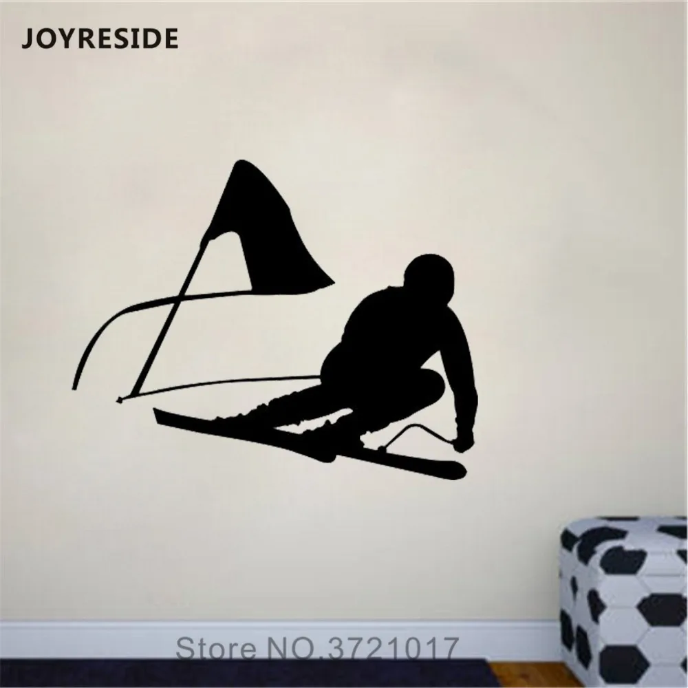 JOYRESIDE Downhill Skiing Wall Sports Snow Decals Vinyl Sticker Jumping Kids Room Home Bedroom Interior Designs Art Mural A1529