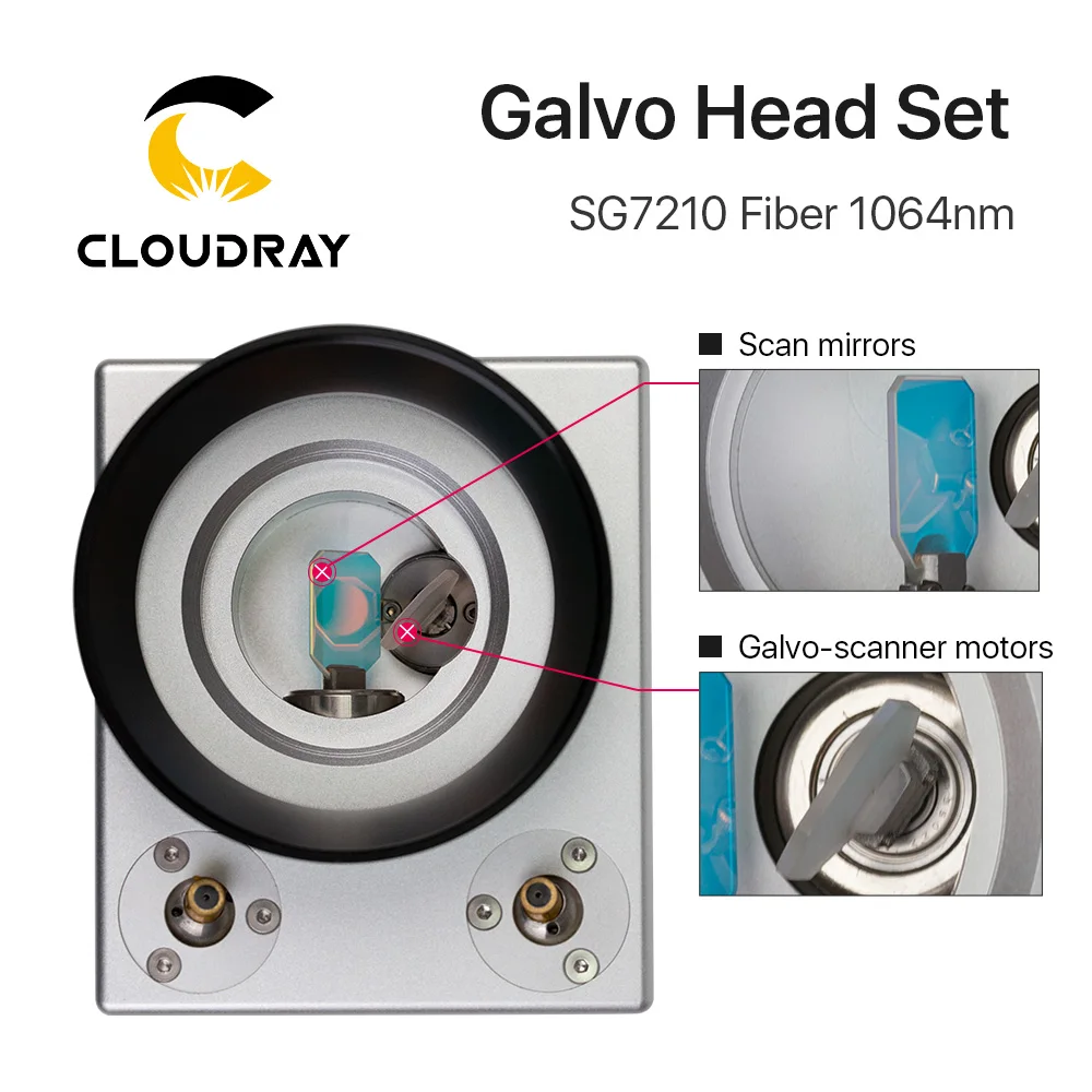 Cloudray 1064nm Fiber Laser Scanning Galvo Head SG7210 SG7210R Input Aperture10mm Galvanometer Scanner with Power Supply Set