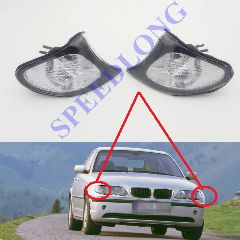 

2 Pcs/Pair White Front Corner Lights Turn Signals Lamps for BMW 3 Series E46 new moldel 2001-2004