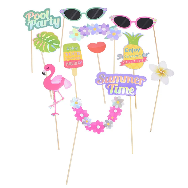 Happy Birthday Photo Booth Props DIY Flamingo Fox Mask Photobooth Props Photo Accessories Baby Shower Event Party Decoration