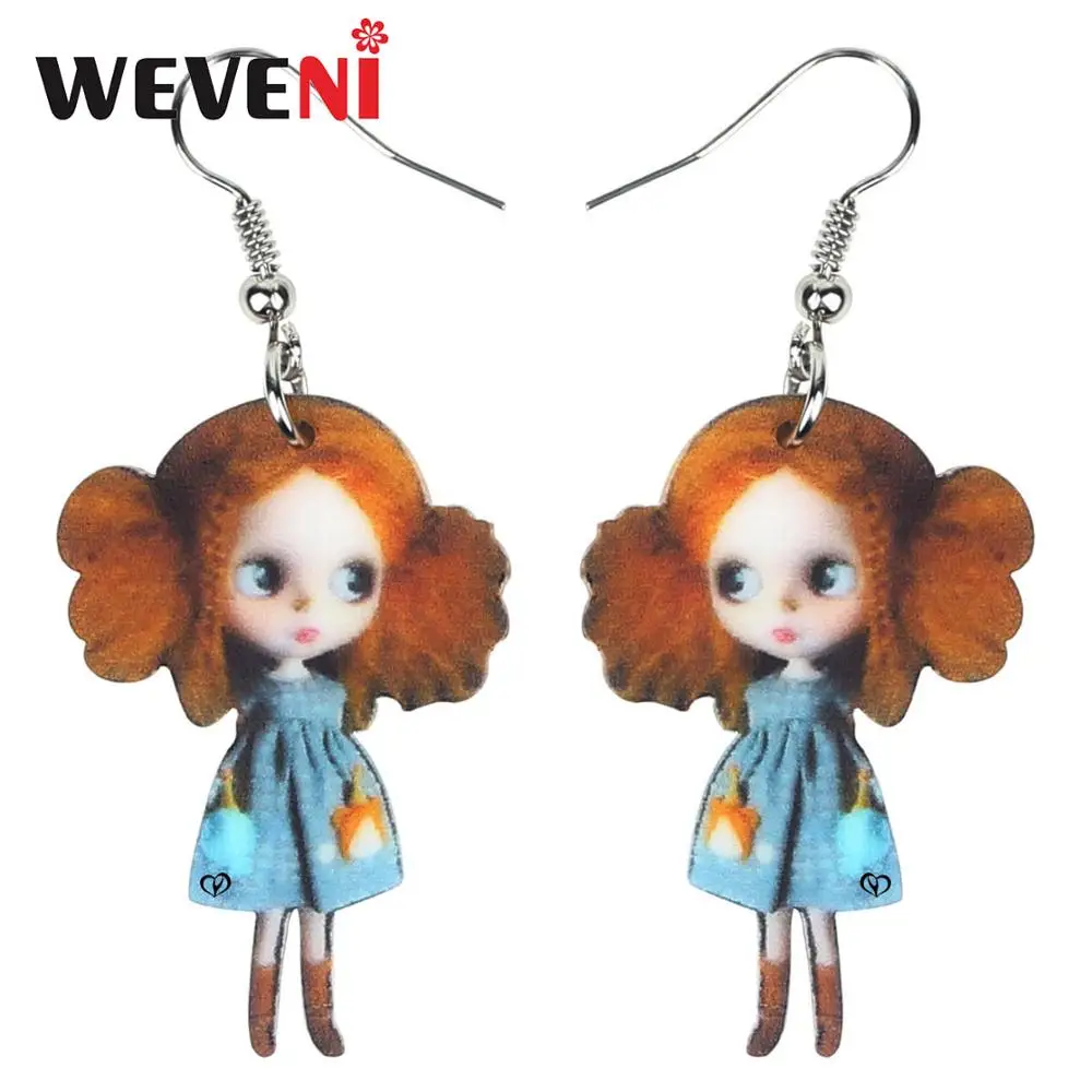 WEVENI Acrylic Poor Beauty Blond Girl Earrings Dangle Drop Unique Design Jewelry For Women Girls Lovers Charms Gift Decoration