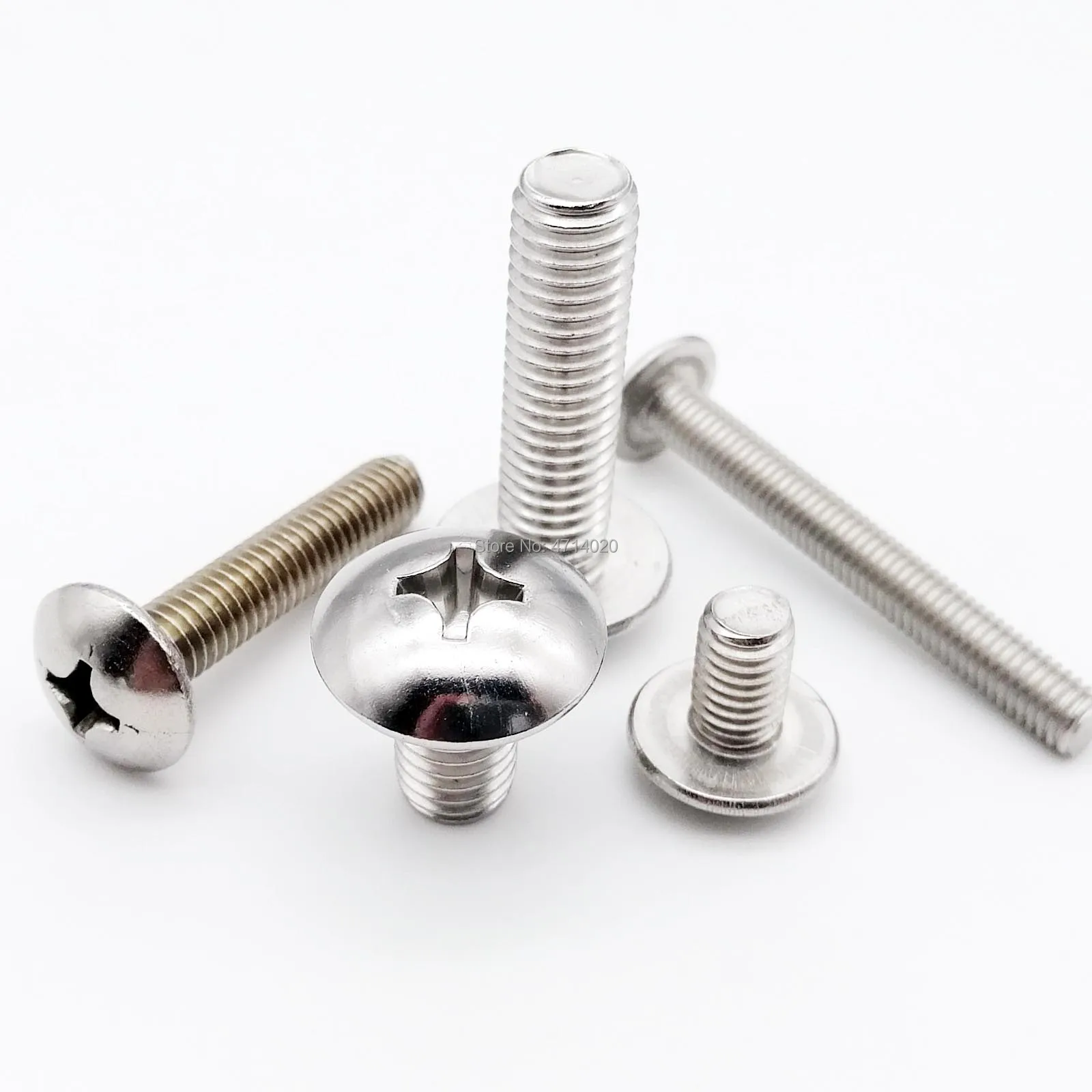 10/50X M2 M2,5 M3 M4 M5 M6 304 A2-70 Edelstahl JISB1111T Kreuzschlitz-Flachkopf, große flache runde Kreuzschraube, L = 3–80 mm – Detail 5