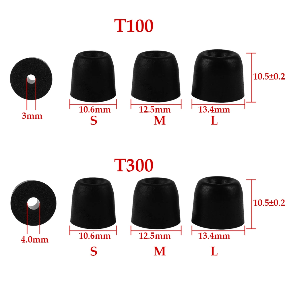 1 زوج لينة رغوة الذاكرة سماعات الأذن غطاء للأذنين T100/T200/T300/T400 S/M/L أحجام الضوضاء العزلة Eartips ل في الأذن سماعة اكسسوارات