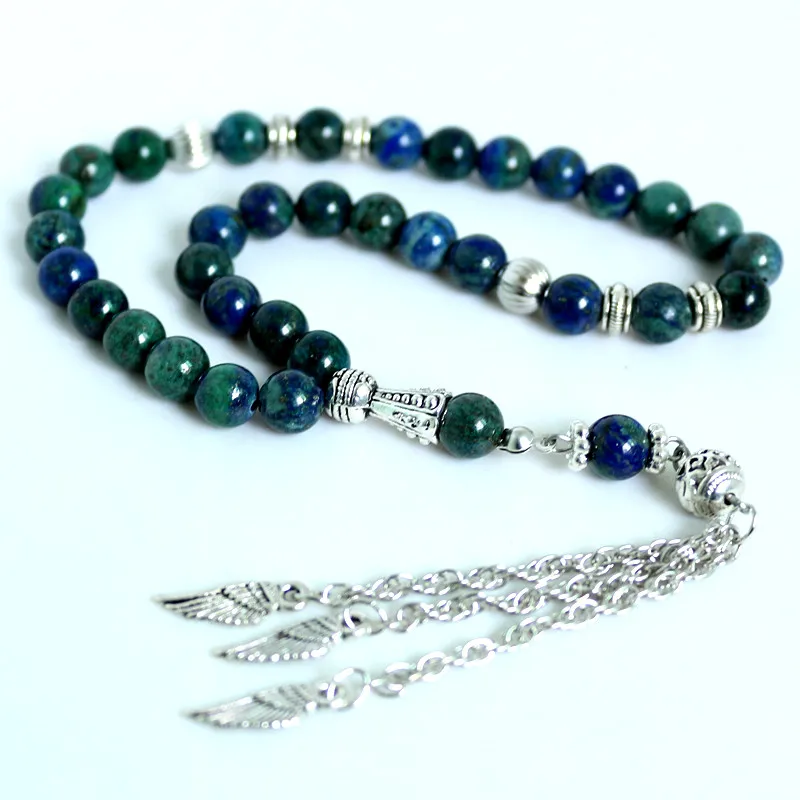 

8mm natural green Stone Round Shape 33 Prayer Beads Islamic Muslim Tasbih Allah Mohammed Rosary For Men&Women Q-D003