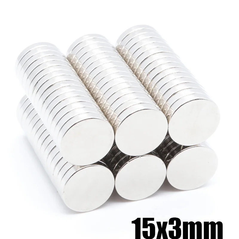 100pcs 15x3 mm N35 Strong Neodymium Magnet 15X3mm NdFeB  Round Rare Earth Permanet Magnets15X3mm Packaging Magnet Fridge Magnet