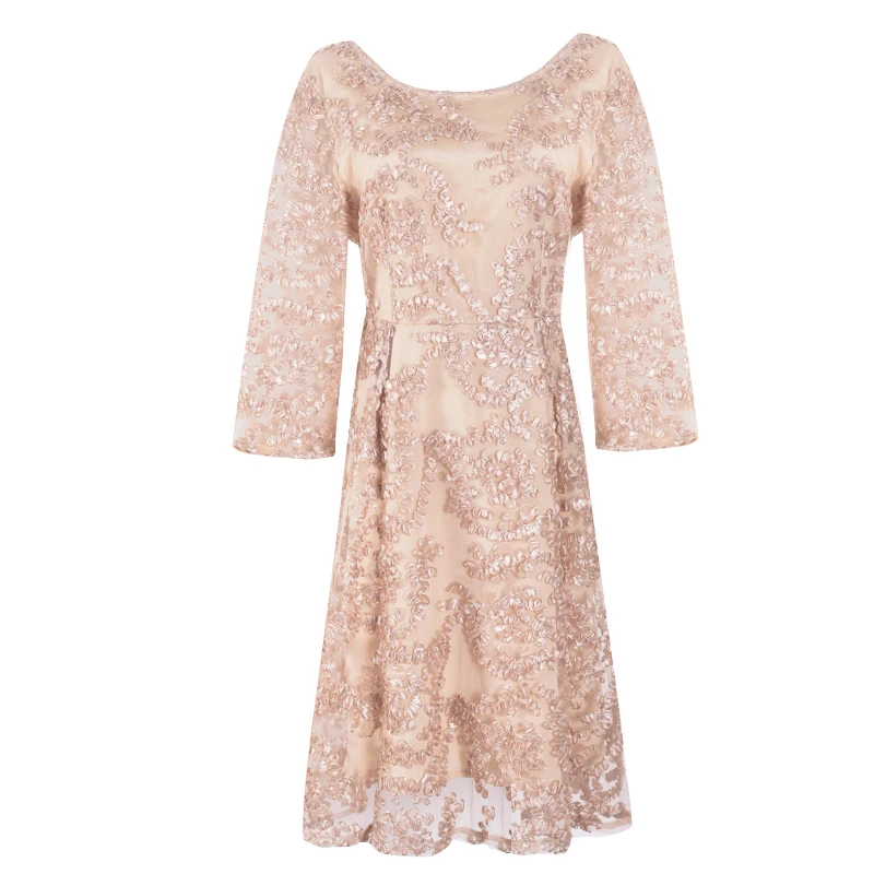 TAOYIZHUAI 2019 New Arrival Spring Summer Dress Plus Size Champagne Ladies Casual Lace A-Line Polyester Dresses For Women 14146