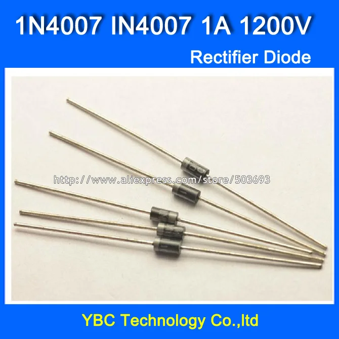 200pcs/lot  1N4007 IN4007 1A/1200V  Rectifier Diode Big Power and Long Pins