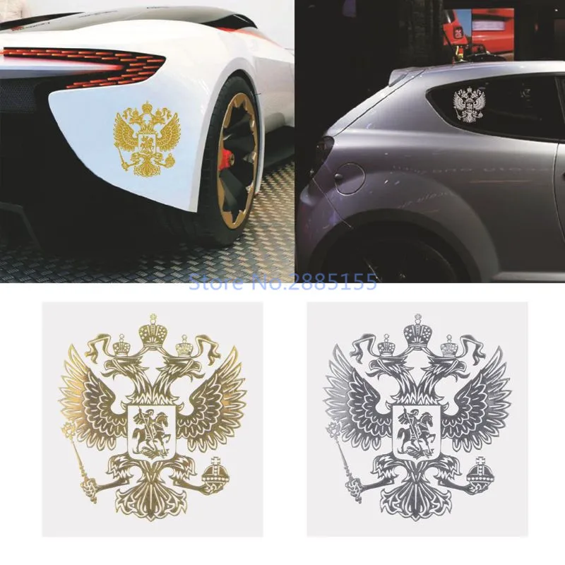 3D Coat of Arms of Russia Car Sticker Russian Eagle Decal Stickers For Car body Decoration Car Styling Gold/Silver