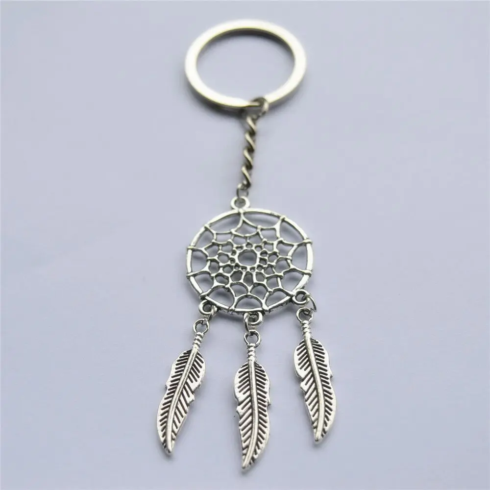 

New Fashion Gift Pink Black Beads Dreamcatcher Feather Wind Chimes Dream Catcher Key Chain Women Vintage Indian Style Keychain