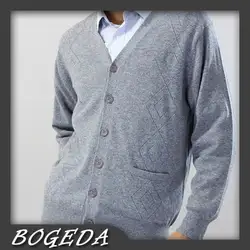 Pure Cashmere Sweater Men Cardigan Pockets Solid Gray Casual Style High Quality Natural fabric Free shipping Stock Clearance