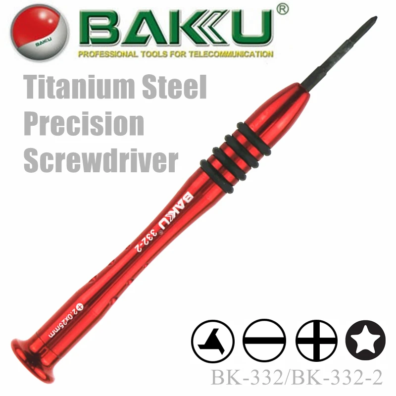 Titanium Steel Handle,Bearing Swivel Cap Tri Wing Y2.0 /Cross/Slot / Torx T2/T3/T4/T5 Type x25mm Screwdriver , Brand BAKU,BK-332