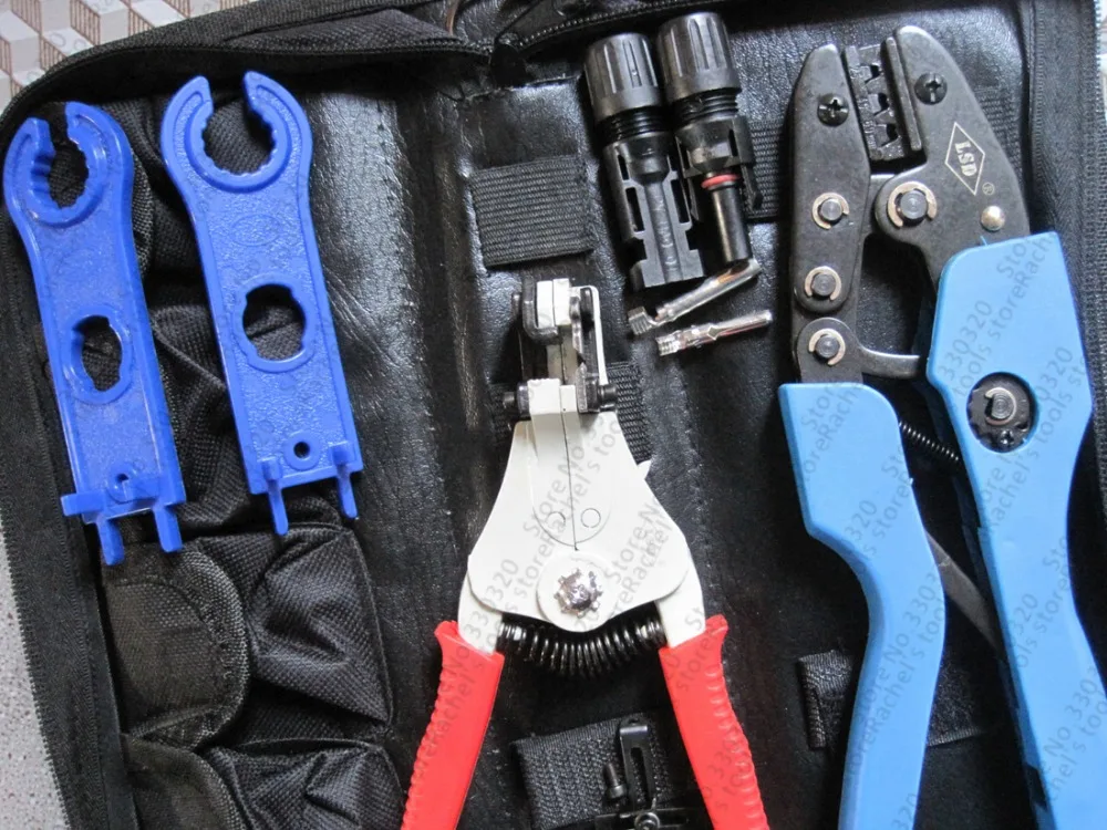 4 in 1 Solar wire crimping tool kits with solar crimper cable stripper solar connector link spanner set AN-2546B-A4