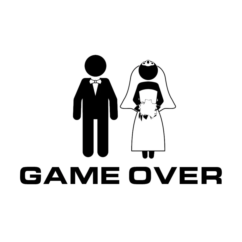 Funny Bride Groom Married Game Over Art Text Sticker Car Decal Window Bumper Waterproof Stickers Modern Decor L337